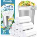 5 Gallon 80pcs (Fit 4.5-5.3 Gal) Small Clear Trash Bags Strong Garbage Bags, 18-20 Liter Bathroom Trash Can Bin Liners, Unscented Plastic Bags for Office, Waste Basket Liner, 4.5,5Gal-Clear