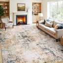 Rugflix 8x10 Washable Area Rugs, Neutral Boho Carpet Living Room Rug Non Slip Stain Resistant, Large Area Rug for Indoor Bedroom Dining Room Office, Brown/Beige/Grey