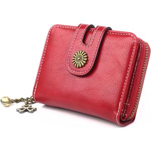 Small Wallet for Women Bifold RFID Blocking Credit Card Holder Leather Wallets with Coins Zipper Pocket