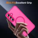 Compatible with Samsung Galaxy S25 FE,Compatible with MagSafe Transparent Clear Design Frame Matte Phone Case Shockproof Protective Cover for Women Girls Pink