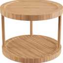 Classic Cuisine Lazy Susan  All-Natural Bamboo Round Two Tier Turntable Kitchen, Pantry and Vanity Organizer and Display with 10 Inch Diameter