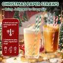 3 x Christmas Paper Straws Green Red Striped7.75 inch, Biodegradable Disposable Holiday Drinking Straws, Party Decoration Straws - 100 Pack (Classic stripes-100)