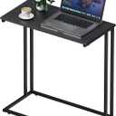 C-Shaped Side Table, Modern End Table with Metal Frame, Space Saving Design for Living RoomLarge Surface Couch Table for Bedroom, and Home Office24 x 12 x 24 inches (Black)