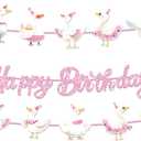 2 x 3pcs Goose Theme Garlands Banner Cute Farm Animal Geese Party Banner Pink Bow Silly Goose Birthday Bunting Decor Farm Animal Themed Party Celebrations for Girls Boys Birthday, Baby Shower Decor