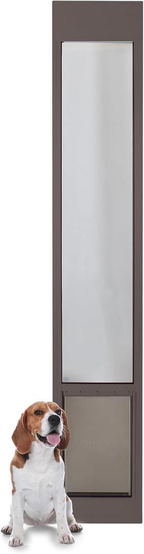PetSafe Sliding Glass Pet Door - No-Cut DIY Install Doggy Door for Renters - Aluminum Frame - Adjustable Height 75 7/8" to 80 11/16" - Ideal for Large Dogs Up to 100 lb - Bronze