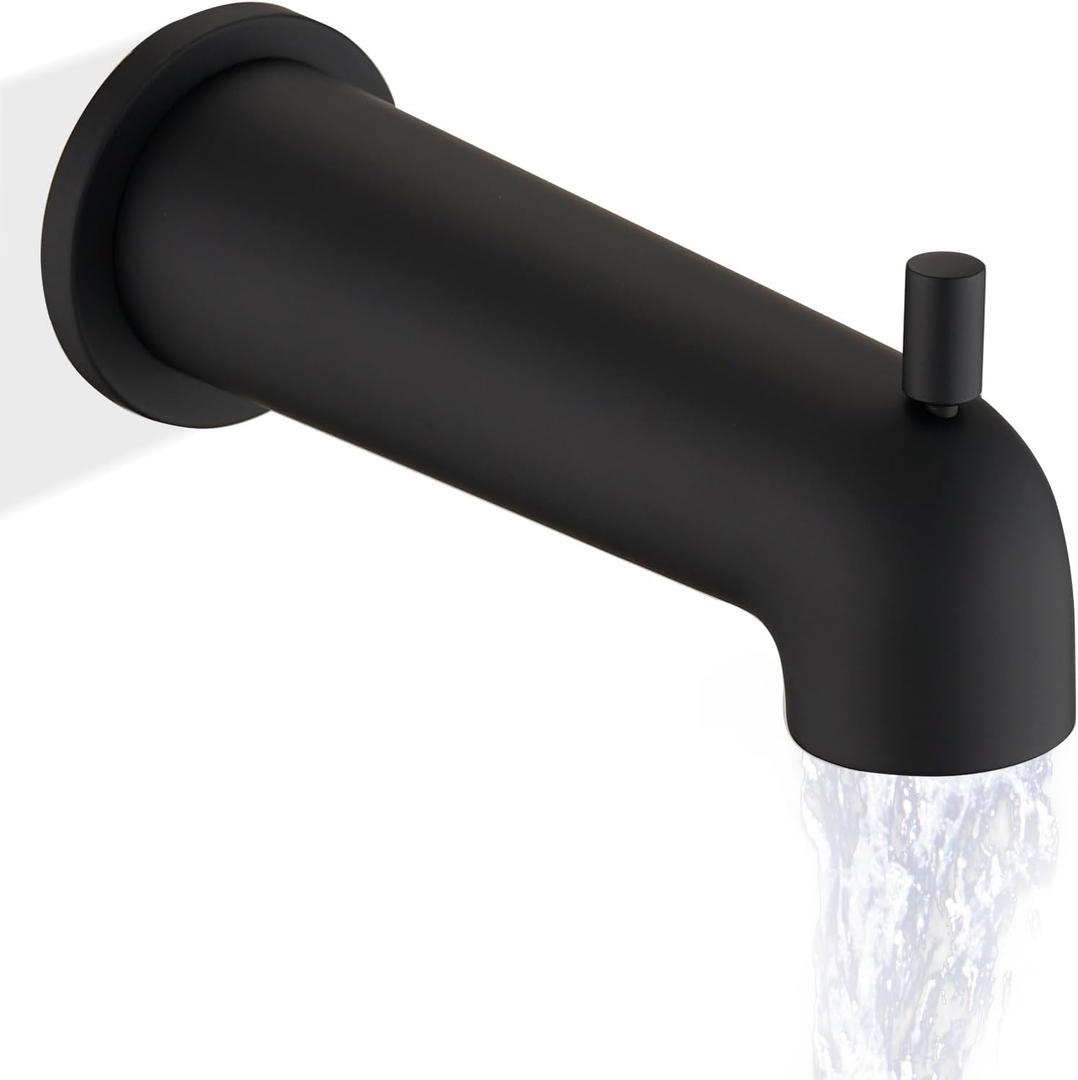 7 Inch Slip on Bathtub Spout with Diverter, Compatible with Moen 3839/3853,Extra Long Diverter Tub Spout Fits 1/2" Copper Tube(5/8" Diameter),Matte Black