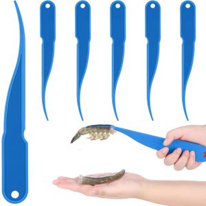 Gisafai 6 Pcs Shrimp Peeler Plastic Deveiner Cleaner Tool for Kitchen Shrimp Deveining Peel Tool, 10.2 Inch(Blue)