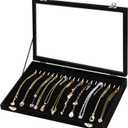 Necklace Holder Organizer, Necklace Organizer Box with Clear Lid, Anti Tarnish Jewelry Hanger Storage Case, 20 Hooks Velvet Jewelry Tray for Drawer Display Bracelet Gifts Girls Women