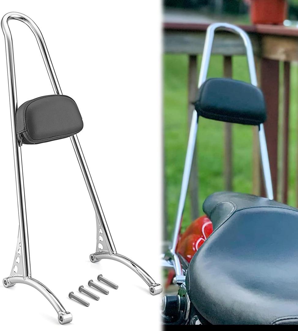 Wsays 21" Tall Sissy Bar Passenger Backrest Classic Styled Chrome Compatible with Harley Sportster XL 883 1200 1996-2003