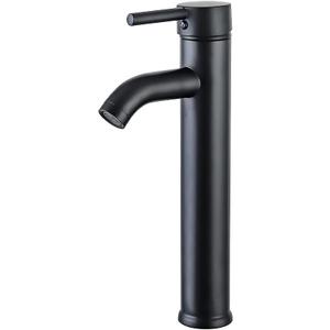 Black Bathroom Sink Faucet Single Handle High One Hole Wash Basin Bathroom Brass High Matte Black Basin Faucet NICTIE (Tall)