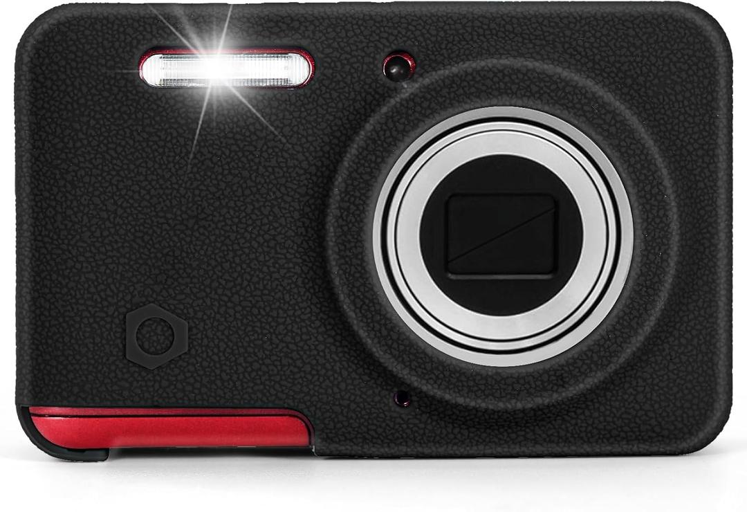 Soft Silicone Camera Case Compatible with Kodak PIXPRO FZ55 Digital Camera, Top Grain Leathr Silicone Cover (Black)