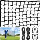 Nylon Golf Net 10-50ft - Practice Hitting Net With Rope and Carabiners, Durable Weatherproof Barrier for Baseball, Hockey, Soccer