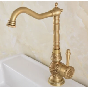 Antique Brass Bathroom Sink Faucet 1Hole Lavatory Vessel Mixer Tap Single Handle