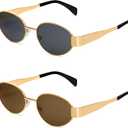 BUTABY Retro Oval Sunglasses for Women Men Designer Trendy Sun Glasses Classic Shades UV400 Protection
