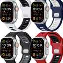 Odbeai 4 Pack Sport Bands Compatible with Apple Watch Ultra 2 3/Ultra Band,Compatible with Apple Watch Bands for Men 49mm 46mm 45mm 44mm 42mm,Silicone Strap for iWatch Bands Men Series SE 11 10 9 8-1 (White+Black/Blue+White/Black+Gray/Red+Black)