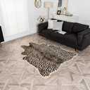Leopard Area Rug Animals Printed Hide Mats Faux Fur Cowhide Skin Carpet for Home Office, Living Room, Bedroom, 5.2ft x 6.5ft (160 x 200cm)