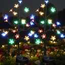 Solar Garden Lights Outdoor Waterproof,Solar Flowers For Outside Decorative,Solar Powered Fairy Outdoor Decorations for Yard,Patio,Lawn,Pathway Gardening Gifts Garden Decor (Multicolor, 2 Pack)