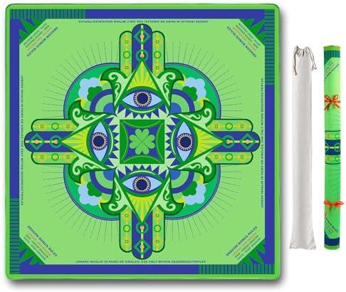Neoprene Mahjong Mat with Rules (33" x 33"), No Creases American Mahjong Mat, Anti-Slip & Noise Reduction Mahjong Learning Mat, Mahjong Mat Gifts for Women (Lucky Green)