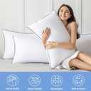 JOLLYVOGUE Pillows Queen Size Set of 2, Hotel Collection Bed Pillows for Side, Back, and Stomach Sleepers, Fluffy and Supportive, Down Alternative Microfiber Filled Sleeping Pillow