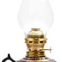 Vintage Handmade Copper Oil Lamp  15.35” Decorative Hurricane Lantern for Indoor Lighting, Farmhouse Kitchen Decor, Emergency Lamp for Power Outages, Christmas Gift