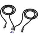 Multi Charging Cable 4FT, 2 in 1 Multiple USB-A to USB Type C + i-Phone,Nylon Cord for Phone 14/13, iPhone 16/15, iPad Pro/Air/Mini,Samsung,Google, Android,Tablets,Black(Only Charging)