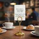 12Pcs Premium Table Number Holders Gold Table Place Card Holders with Weighted Base Stand and Clip Small Tables Card Holder Pictures Photo Holder for Centerpieces, Christmas, Wedding Party