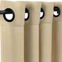 Sunbrella Canvas Antique Beige Outdoor Curtain with Dark Gunmetal Grommets 50 in. Wide x 96 in. Long