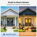 Dusk to Dawn Outdoor Lamp Post Light with Outlet, Black 3-Head | Photocell Sensor, Extra Waterproof Outlet, Hardwired 120V AC, 100% Aluminum Street Light, For Patio, Yard, Walkway, Garage