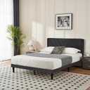 Queen Bed Frame with Headboard, Bed Frame Queen Size with Sturdy Wooden Slats Support, Platform Bed Frame with Velvet Upholstered Headboard, Mattress Foundation, Easy Assembly, No Box Spring Needed
