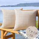 MIULEE Outdoor Waterproof Throw Pillow Covers Decorative Farmhouse Water Resistant Cushion Covers for Tent Patio Garden Couch Sofa Pack of 2, 16x16 Inch Beige