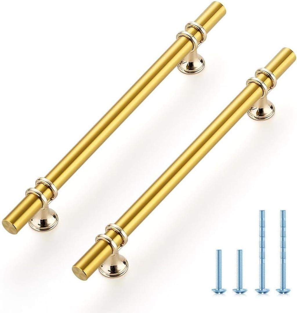 Ravinte Hardware 20 Pack 8-13/16 Inch Gold Cabinet Pulls Handles Kitchen Cabinet Handles Drawer Pulls Kitchen Cabinet Hardware Cupboard Handles Dresser Drawer Pulls 6-1/4 Inch CC (Brushed Brass)