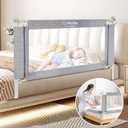 Q-MIULIKE Baby Bed Rails for Toddlers Crib Guard Rail Safety Rail Guards with Double Child Lock, 28 Height Adjustable Toddler Bed Rails (Gray, 58", 1 Piece) for King Queen Twin Full Size Bed