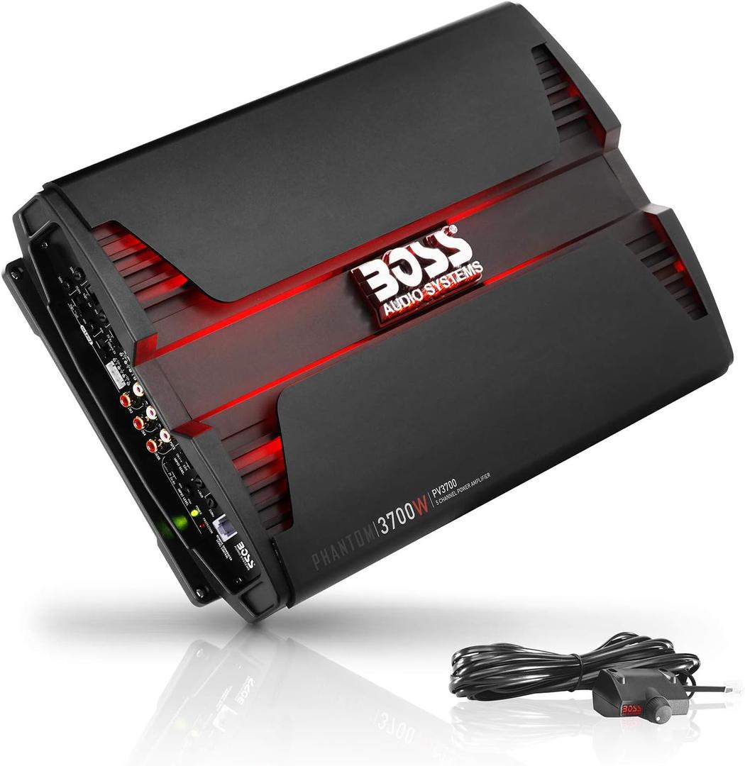 BOSS Audio Systems PV3700 5 Channel Car Stereo Amplifier  3700 High Output, 5 Channel, 2/4 Ohm Stable, Low/High Level Inputs, High/Low Pass Crossover, Full Range, Bridgeable, for Subwoofer
