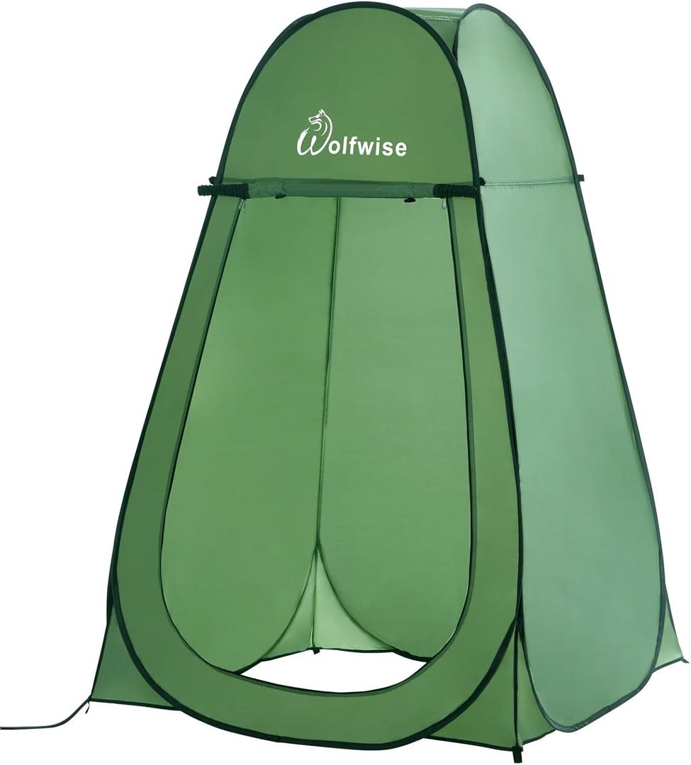 Wolfwise Pop Up Shower Tent for Camping Essentials, Portable Instant Changing Tent with Ventilation Window & Carry Bag, Privacy Dressing Room Bathroom Toilet for Beach & Outdoor, Spacious, Green Spacious: 6'3" H, 47.2" W