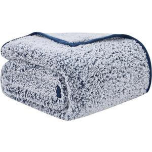 EMME Soft Sherpa Throw Blanket Fleece Reversible Plush Fluffy Blanket, Light Weight Warm Decorative Boho Blanket Cover for Sofa, Couch, Bedroom,Travel(Plush Navy,50"x60")