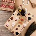 AILAMIDO Christmas Wrapping Gift Paper, 8 Sheets with 32.8ft Jute String, 1 Roll Adhesive Tape and 8 Unique Tags, Kraft Paper for Christmas, 50x70cm