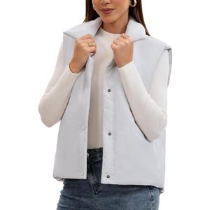Womens Puffer Vest, Sleeveless Fall Winter Jackets, Stand Collar Lightweight Outerwear (Small)