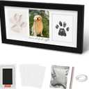 Paw Print Frame Kit, Cat/Dog Paw Print Kit, Dog Nose Print Kit, Soft Pawprint Clay&Clean Touch Ink Pad,Pet Paw Print Impression Kit with Customization Tool,Wooden Pet Memorial Frame, Black