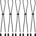 PEUTIER 5pcs Adjustable Black Hat Strap Clips, Elastic Chin Cord, Windproof, Anti-Lost, Fishing, Boating, Golf, Outdoor