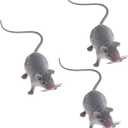 3Pcs Plastic Halloween Rat, Realistic Fake Mouse for Party Decorations, Creepy Prank Props, Spooky April Fool's Day Trick, Lifelike Mice Figures for Party and Haunted House Decor, Decorations (Grey)