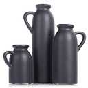 Set of 3 Black Decorative Ceramic Jug Vases - Modern & Farmhouse-Style Centerpieces for Home & Office Decor - Perfect for Table, Mantle, Shelf & Fireplace Decor - Ideal for Flowers & Pampas Grass