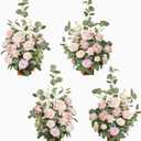Ling's Moment 17.5" Tall Standing Artificial Flowers Arrangements 4 pcs Wedding Aisle Runner Chair Decorations Blush & Pink Centerpieces for Ceremony Reception Rose Floral Party Outdoor (Pk-growing Blush)
