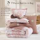 BLOOMHAVEN Queen Comforter Set -7 Pieces Pink Floral Comforter Set for All Seasons, Bed in a Bag Queen with Botanical Flowers Comforter, Sheets, Pillowcases & Shams