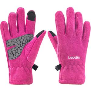 Arcweg Kids Thermal Polar Fleece Touchscreen Gloves for Boys & Girls - Anti-Slip, Warm, Insulated Outdoor Gloves (XL-XXL 9-10 years old, Rose Red)