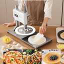 VEVOR Manual Pizza Dough Press Machine, 9.5 inch Pizza Pastry Press Plate, Stainless Steel Bread Presser, Commercial Chapati Sheet Crust Maker, Forming Machine with Handle and 100 Pcs Parchment Paper