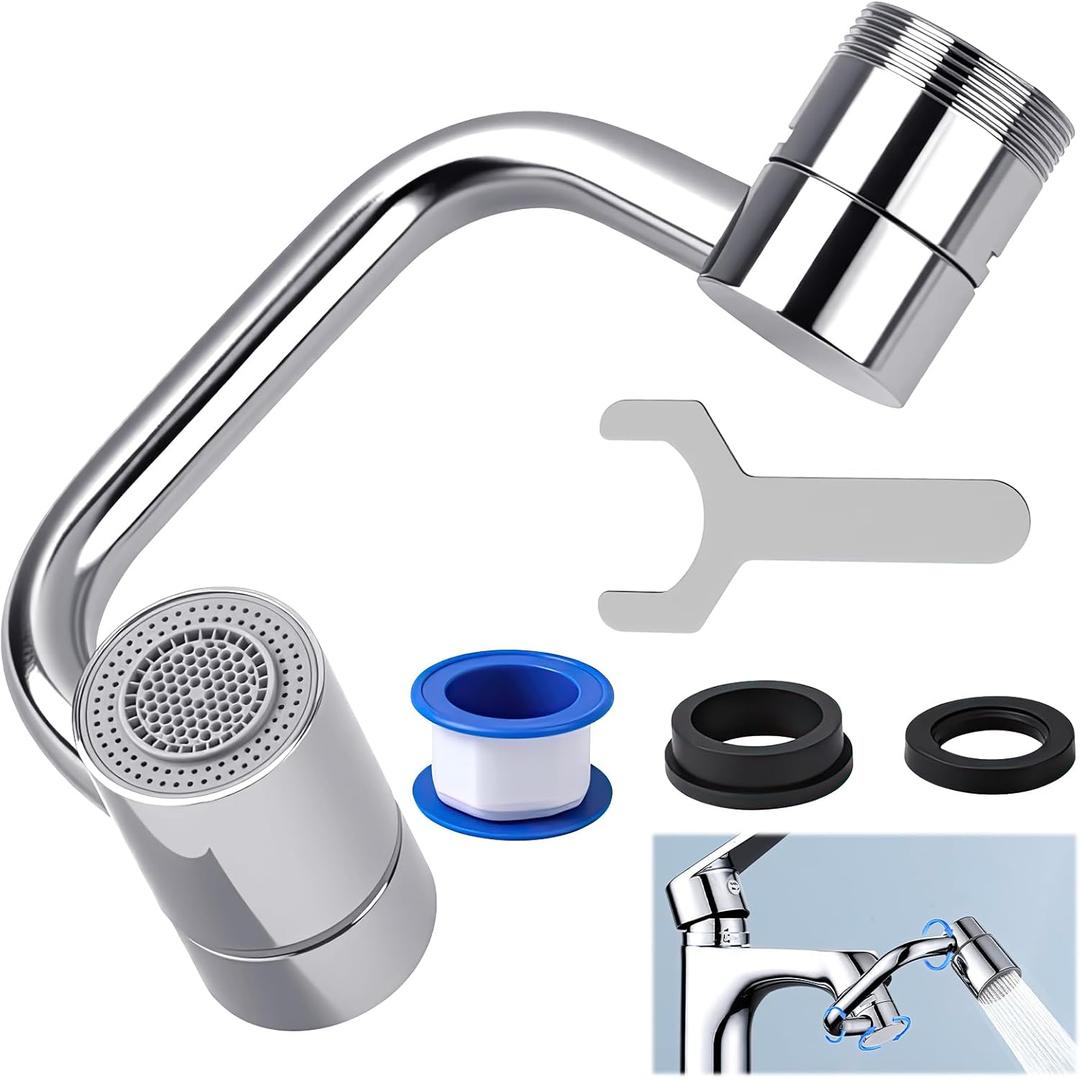 1080 Rotating Faucet Extender for Bathroom Sink, 2 Modes Adjustable U Shaped Rotatable Faucet Aerator Extension with Adjustable Swivel Arm, Fits 22mm /24mm Taps