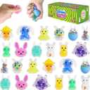 24 Pack Easter Squishies for Kids, Kawaii Mini Bunny Squeeze Toys, Bulk Squishy Squeeze Ball Set Anti-Anxiety Stress Relief Toys for Easter Basket Fillers Egg Fillers Party Favors (Easter Bunny-24)