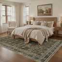 12x15 Area Rugs for Living Room Washable Vintage Brown/Olive Green/Purple
