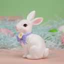 Set of 3 Easter Bunny Figurines, Cute Resin Rabbit Decorations with Easter Tabletop Decor, Spring Indoor Home Decor