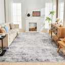 WITSHOCK 8x10 Area Rugs for Living Room : Machine Washable - Non Slip Modern Abstract Rug for Bedroom Under Dining - Stain Resistant for Household - Pet Owners (Grey) (Gray/White)